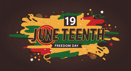 Juneteenth Freedom Day banner. June 19. African-American history and heritage. Template for poster, greeting card, banner and background. Abstract Vector Illustration.