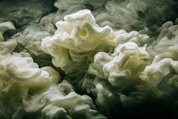 Submerged white cloud billowing in darkness