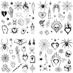 Black and white tattoo flash sheet designs