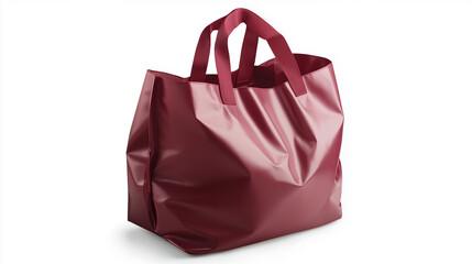 Red shopping bag isolated on white background with fashion and retail accessories