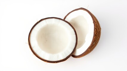 Fresh Halved Coconut Tropical Fruit, Healthy Snack, Culinary Ingredient, Organic, Vegan