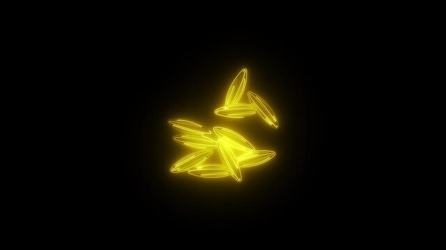 a glowing neon cumin icon animation video on black background cumin, icon, spice, herb, food, seasoning, 