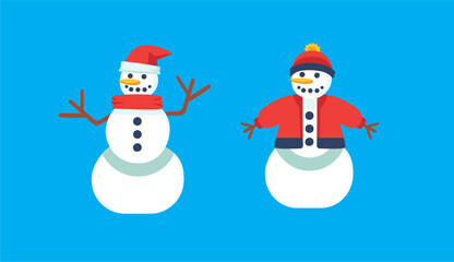 Set of snowmen with hat and gloves