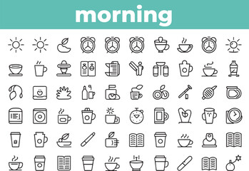 Morning Routine Icons – Editable Stroke Set

