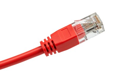 Red Ethernet Cable: Close-up of RJ45 Connector, Clean Minimalist Style