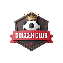 Soccer club emblem with crown isolated on transparent background
