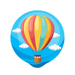 Fototapeta premium Vector illustration of a colorful hot air balloon floating in a clear blue sky