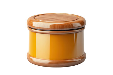 Wooden Jar Gold Accent Decorative Object Design Container Isolated on transparent background