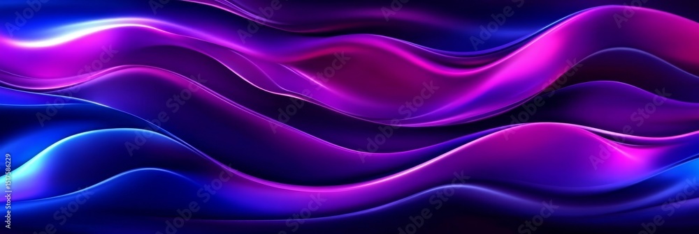 Poster elegant abstract background with colorful flowing satin waves in blue and violet gradients