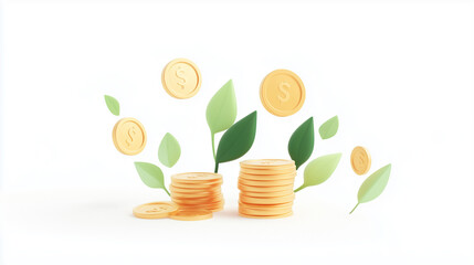 Easter eggs and tulips with growing money plant showing investment and financial growth in a colorful vector illustration