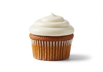 Delightful cupcake with rich frosting on a bright white backdrop studio