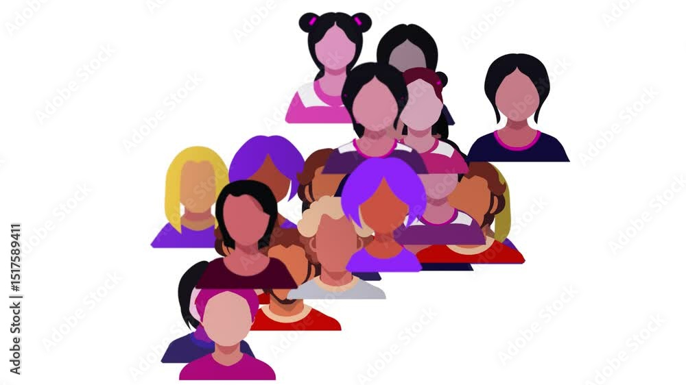 Poster group of user icon faceless avatars orbiting animated morphing one into another loopable 4k animatio
