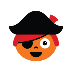 Pirate Emoticon with Eye Patch and Hat Clipart