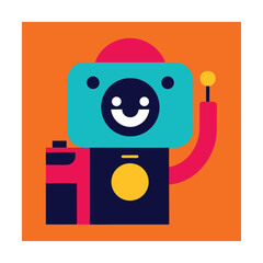 Emoticon Taking Photo with Instant Camera Art