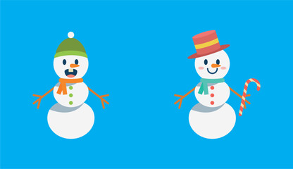 Set of snowmen with hat and gloves
