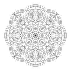 Ethnic mandala with tribal ornament colouring book page, vector illustration