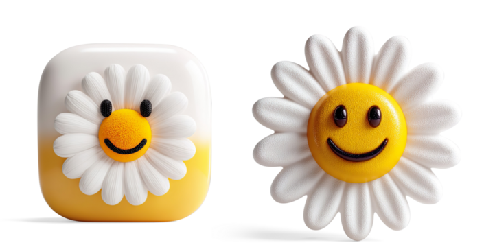 Cheerful Smiley Face Daisy on a Transparent Background