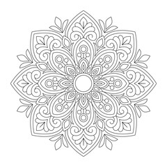 Decoration interior design mandala coloring book page, vector file