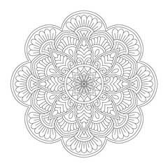 Floral art decoration mandala for colouring book page, vector file