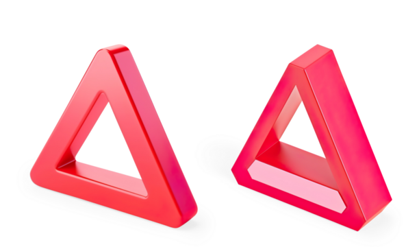 Red and White Triangular Warning Sign on a Transparent Background
 