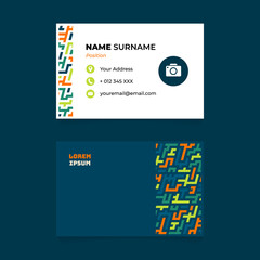 Name Card Template with Abstract Diagonal Line Bold Composition