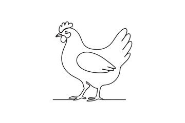 Fototapeta premium Hen bird continuous one line drawing minimalism design