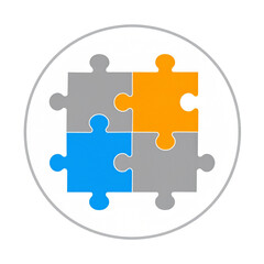 Obraz premium Four Colorful Puzzle Pieces Interlocked Teamwork Concept