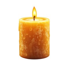 A warm glowing candle illuminating hope and peace in darkness with on transparent background