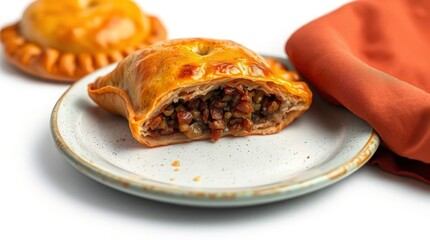 Golden-Brown Empanada: Rustic Pastry, Savory Filling, Warm Ambiance