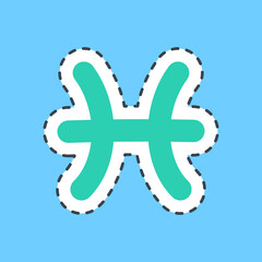 Cutting line sticker pisces. Zodiac horoscope elements.