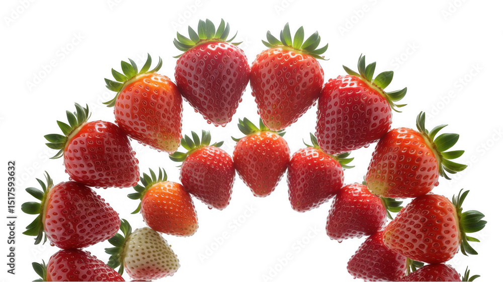 Aufkleber fresh, ripe strawberries are arranged in an arch, creating a visually appealing display against a tr