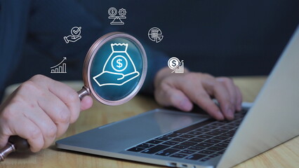Corporate finance and annual strategic plan. Calculate company income and expenses. invest money, business and finance, capital fundraising, loan credit.