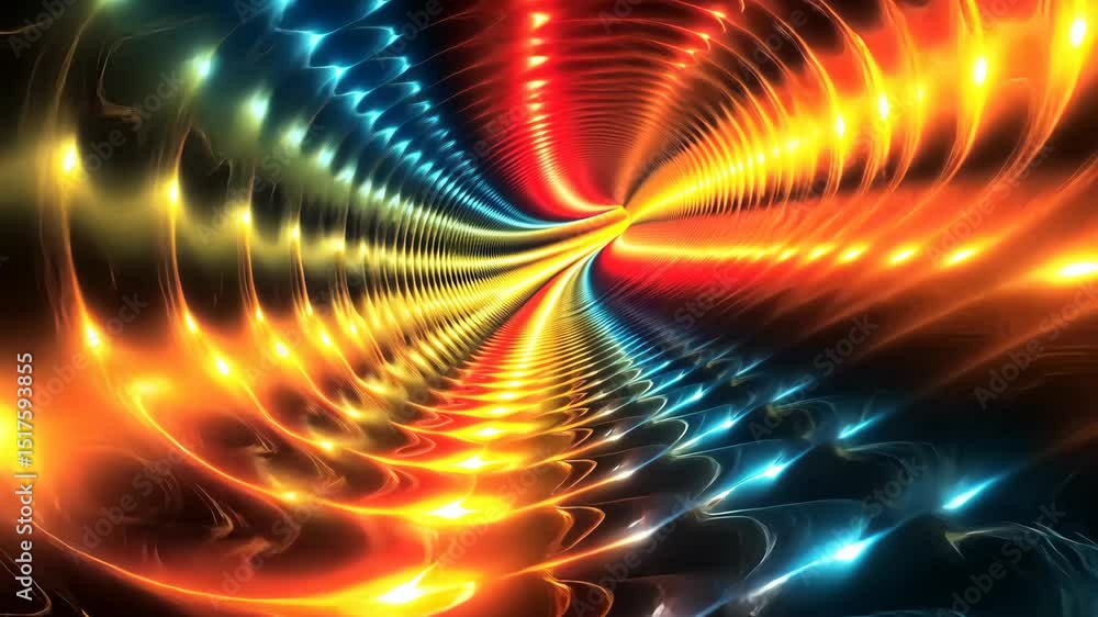 Aufkleber a captivating abstract image of a radiant vortex with glowing waves of light and color.