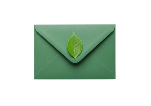 Eco-Friendly Green Envelope with Leaf Sustainable Communication Concept