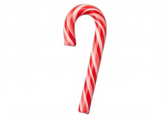 Classic Red and White Striped Candy Cane on a Clean White Background