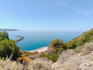 view of Cala 'E Moro on the coast of Bosa, Sardinia, in the mediterranean sea