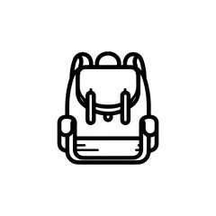 Black and White Outline Illustration of Backpack