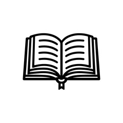 Black and White Outline Illustration of Textbook