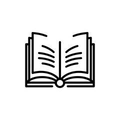 Black and White Outline Illustration of Textbook