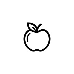 Black and White Outline Illustration of Apple