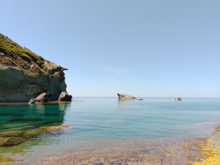 Obraz premium Cala 'e Moro cove in Bosa, Sardinia, in the Mediterranean Sea in summer