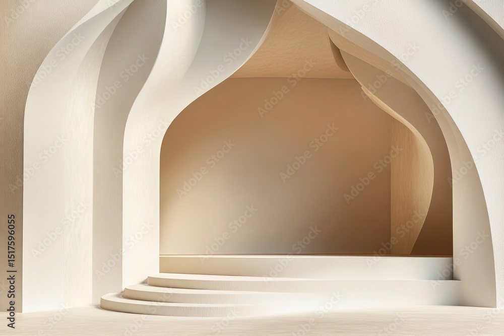 Aufkleber elegant minimalist architectural mockup with modern plaster forms and soft lighting for display.