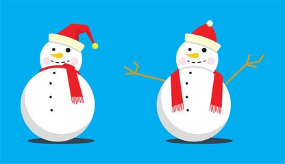 Set of snowmen with hat and gloves
