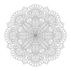 Flower art decoration mandala for colouring book page, vector file