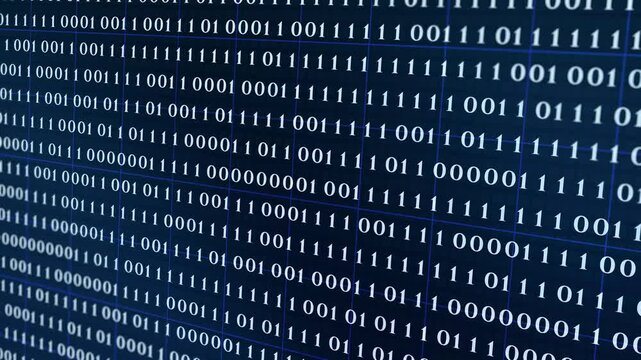 Futuristic Technology Concept Featuring Glowing Blue and white Digital Binary Code .representing digital data, computing, and encryption concepts.