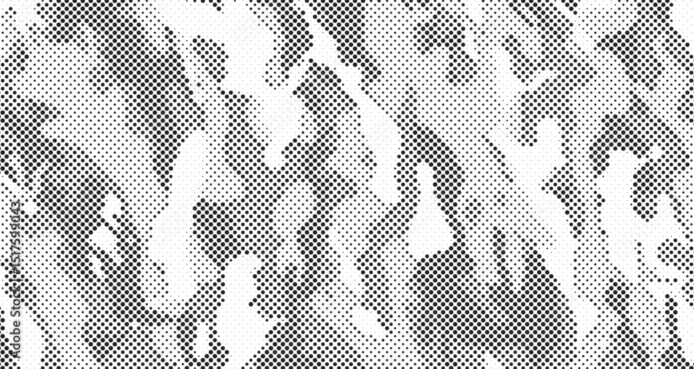 Aufkleber Abstract halftone seamless camouflage pattern. Repeating digital dotted hexagonal camo military texture background. Abstract modern fabric textile ornament. Vector illustration.