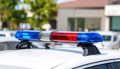 red and blue lights closeup of police car
