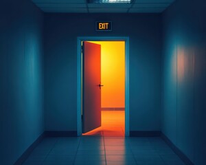 Open Fire Door. Secure Emergency Exit with Double Lock for Building Safety