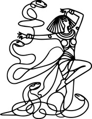 Fototapeta premium Ancient Egyptians performing rituals in hieroglyphic style 