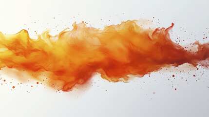 A striking orange cloud with detailed swirling patterns floats smoothly against a white background